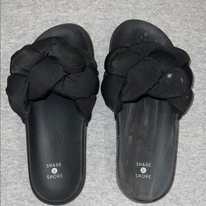 Shade & Shore Women's Black Braided Sandals